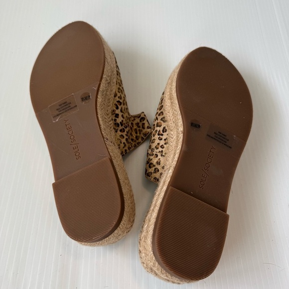 🆕 Sole Society leopard print cow hair upper platform espadrille sandals size 8.5 - Picture 9 of 11